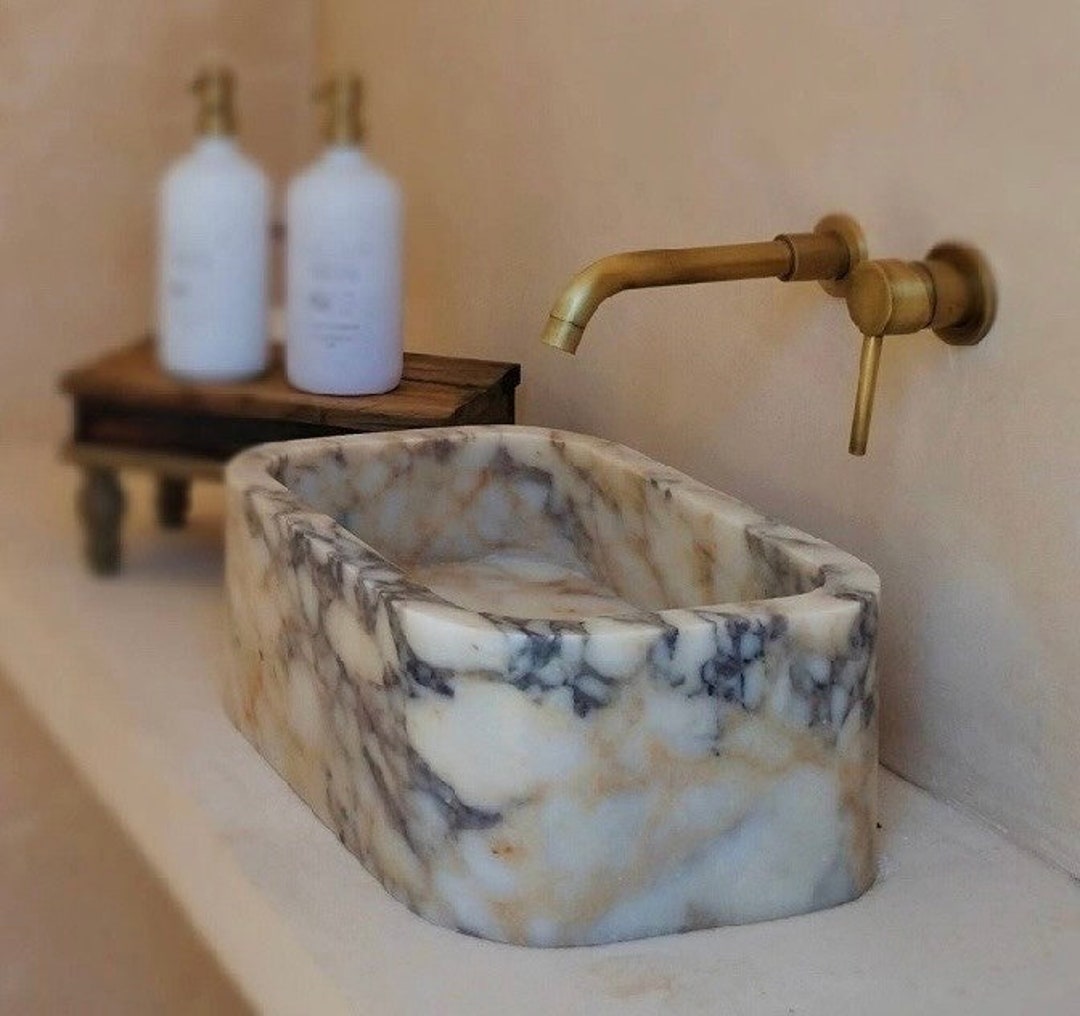 Handcarved Calacatta Viola Marble Vessel Sink: Luxury Bathroom Vanity
