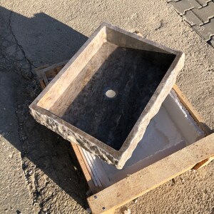 Marble Sink, Natural Stone Sink, Sink For Bathroom, Marble, Sink, Stone Sink, Silver Travertine Thin Edge Rectangular Sink