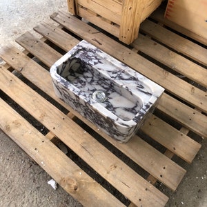 Calacatta Bathroom Sink Wall Mount Marble Sink Marble Bathroom Sink Powder Room Sink Top Natural Stone Calacatta Marble Sink Custom Vanity