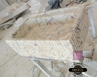 Lavabo de mármol Calacatta Viola: encimera de pared hecha a mano