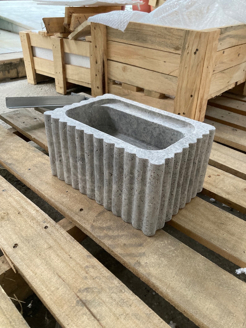 Travertin Bathroom Sink Wall Mount Marble Sink Marble Bathroom Sink Powder Room Sink Natural Stone Sink Silver Travertine Sink Custom Vanity