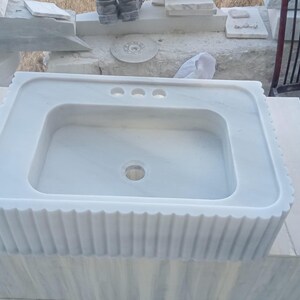 Elegant Bathroom Sink Wall Mount Marble Sink Marble Bathroom Sink Powder Room Sink Top Natural Stone Carrara Marble Sink Custom Vanity