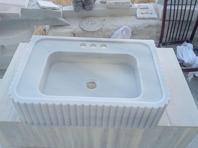 Elegant Bathroom Sink Wall Mount Marble Sink Marble Bathroom Sink Powder Room Sink Top Natural Stone Carrara Marble Sink Custom Vanity