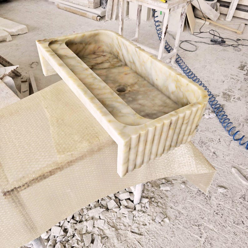 Custom Size Handcarved Calacatta Viola Marble Sink, Perfect for Bathroom Vanities or as a Vessel Sink, Luxurious Marble Sink Custom Vanity