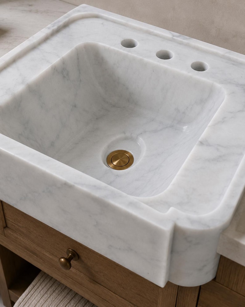 Luxury Carrara Marble Sink, Viola Premium Hand Carved Marble Wash Basin, Custom Size High Quality Bathroom Vanity
