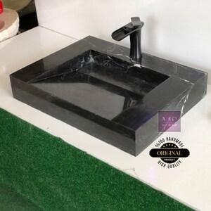 Nero marguina Marble for Bathroom Sink Black Marble Sink Wall Mount Marble Sink  Custom Vanity Top Custom Marble Sink Powder Room Sink