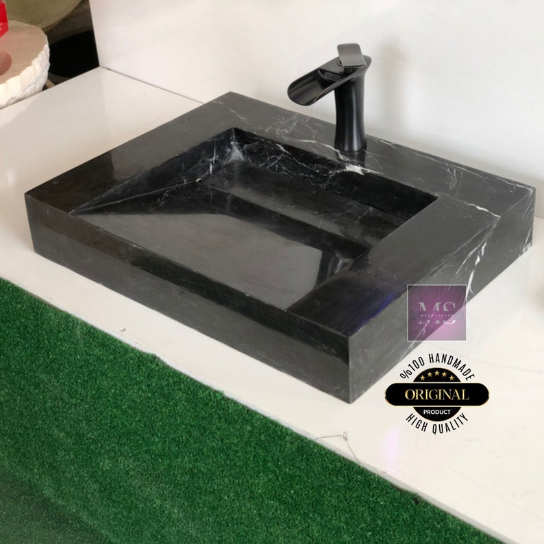 Nero marguina Marble for Bathroom Sink Black Marble Sink Wall Mount Marble Sink  Custom Vanity Top Custom Marble Sink Powder Room Sink