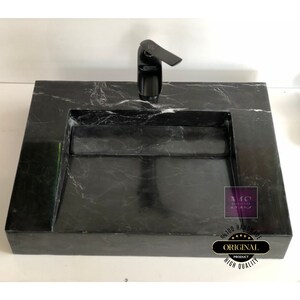 Nero marguina Marble for Bathroom Sink Black Marble Sink Wall Mount Marble Sink  Custom Vanity Top Custom Marble Sink Powder Room Sink