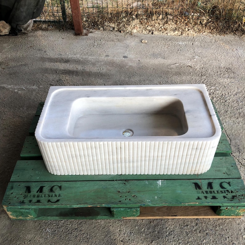 Elegant Bathroom Sink Wall Mount Marble Sink Marble Bathroom Sink Powder Room Sink Top Natural Stone Carrara Marble Sink Custom Vanity