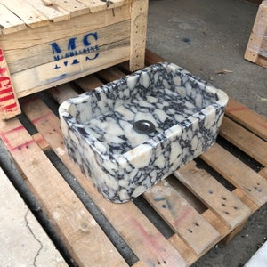 Handmade Calacatta Viola Marble Sink: Customizable Rectangle Bathroom Vanity  Powderroom Sink