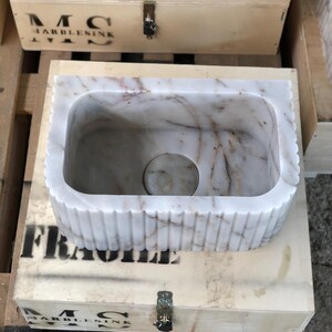 Elegant Bathroom Sink Wall Mount Marble Sink Marble Bathroom Sink Powder Room Sink Top Natural Stone Calacatta Marble Sink Custom Vanity