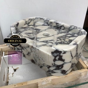 Hand-crafted Calacatta Marble Sink - Luxurious & Durable - Customizable