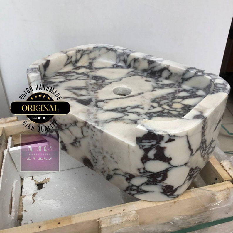 Hand-crafted Calacatta Marble Sink - Luxurious & Durable - Customizable