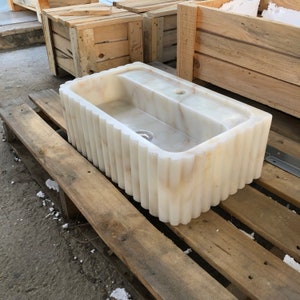 Elegant Bathroom Sink Wall Mount Marble Sink Marble Bathroom Sink Powder Room Sink Top Natural Stone Calacatta Marble Sink Custom Vanity
