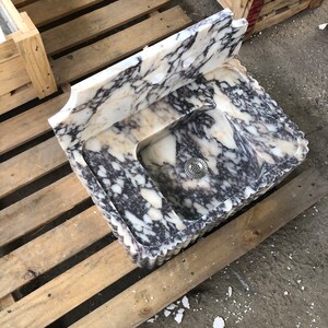 Calacatta Viola Marble Sink, Marble Countertop Sink, Wall Mounted Sink, Carved Sink, Custom Order Sink, Vanity Sinks, Powder Room Sinks Sink