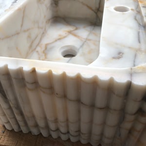 Elegant Bathroom Sink Wall Mount Marble Sink Marble Bathroom Sink Powder Room Sink Top Natural Stone Calacatta Marble Sink Custom Vanity