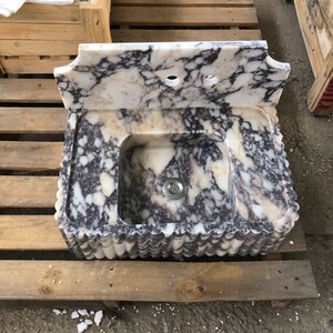 Calacatta Viola Marble Sink, Marble Countertop Sink, Wall Mounted Sink, Carved Sink, Custom Order Sink, Vanity Sinks, Powder Room Sinks Sink