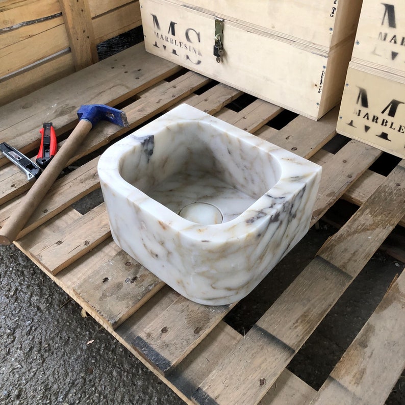 Marble sink, Vessel sink, calcatta marble sink, gold marble sink, hand carved sink, sinks for bathroom, powder room sinks, washbasin bathroom, vanity top sink, mounted marble sink, Wall Mount Sink, custom order sink, vanity sink