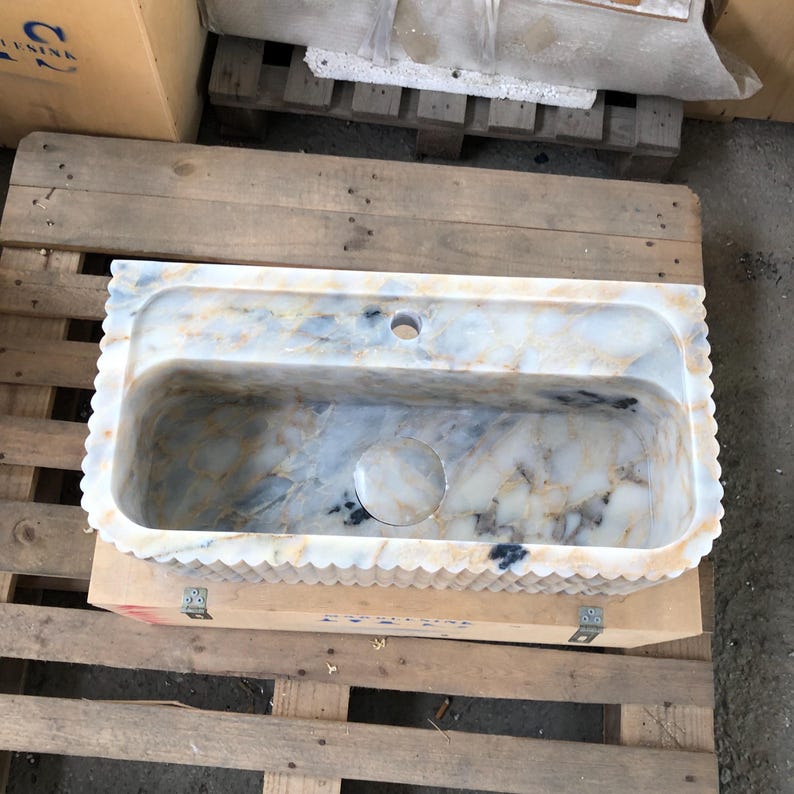 Viola Marble Sink: Wall Mount Bathroom Sink (Slightly Defective) image 6