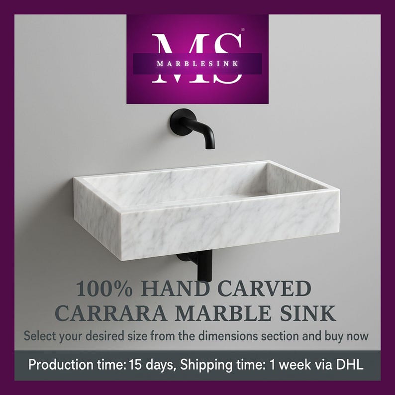 carrara marble sink,hand carved sink,wall mount sink,vanity top sink,custom marble sink,half polished sink,luxury bathroom,bathroom basin,stone vanity,powder room sink,artisan sink,natural stone sink,marble bathroom