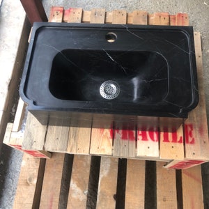 Black Marble Sink, Stone Sink, Hand Carved Sink, Marble Sink, Round Corner, Wall Sink, Special Order Sink, Sink Vanity