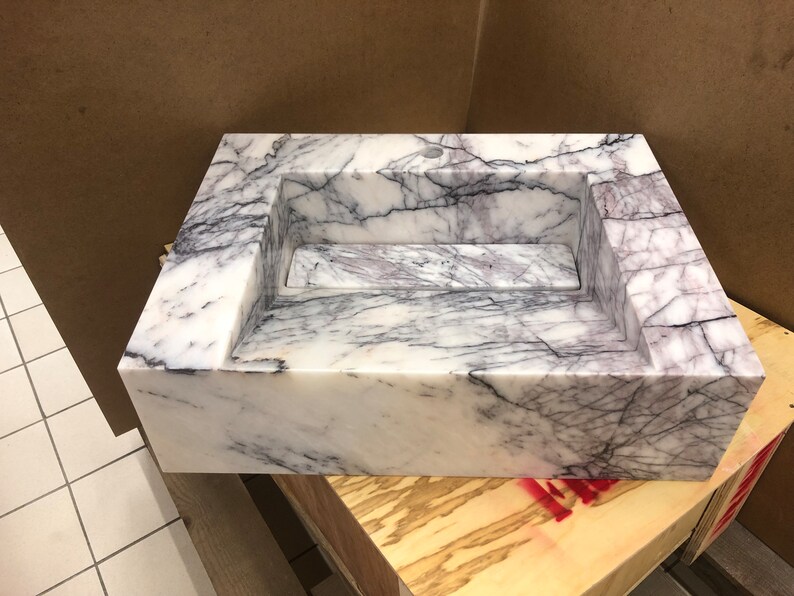 Elegant Bathroom Sink Wall Mount Marble Sink Marble Bathroom Sink Powder Room Sink Top Natural Stone Lilac Marble Sink Custom Vanity