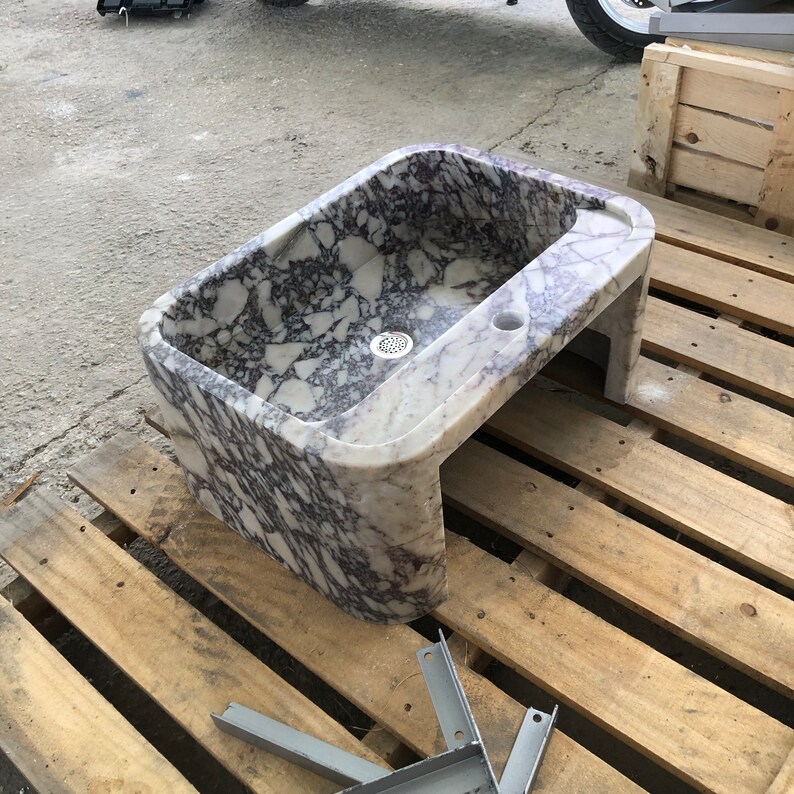 Elegant Bathroom Sink Wall Mount Marble Sink Marble Bathroom Sink Powder Room Sink Top Natural Stone Calacatta Marble Sink Custom Vanity Calacatta Viola Marble Sink: Handcrafted Wall Mount Bathroom Vanity Farmhause Sink