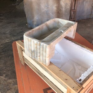Calacatta Viola Marble Sink, Stone Sink, Hand Carved Sink, Marble Sink, Round Corner, Wall Sink, Special Order Sink, Sink Vanity