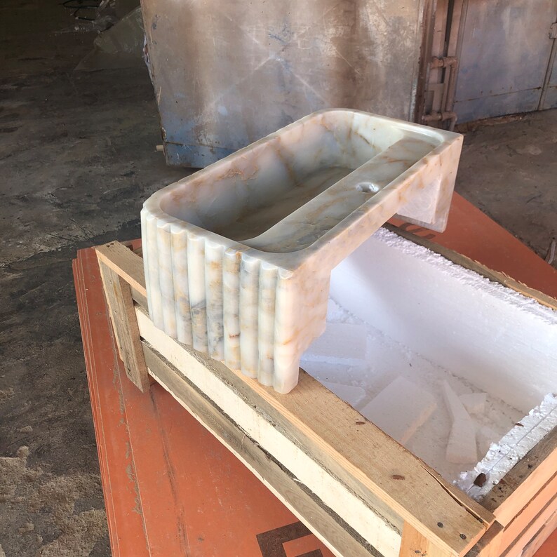 Calacatta Viola Marble Sink, Stone Sink, Hand Carved Sink, Marble Sink, Round Corner, Wall Sink, Special Order Sink, Sink Vanity