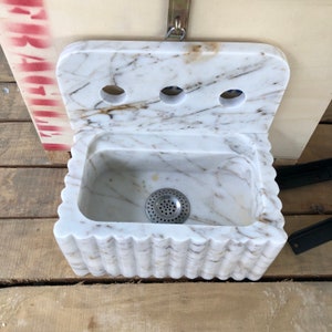 Bathroom Sink Wall Mount Marble Sink Marble Bathroom Sink Powder Room Sink Top Natural Stone Calacatta Marble Sink Custom Vanity Backsplash