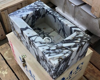 Handcrafted Calacatta Viola Marble Vessel Sink: Wall Mount Bathroom Vanity by MarbleSinkCo