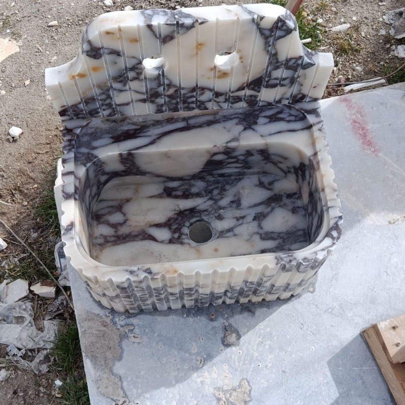 Stone Bathroom Sink Wall Mount Marble Sink Marble Bathroom Sink Powder Room Sink Top Natural Stone Calacatta Marble Sink Custom Vanity