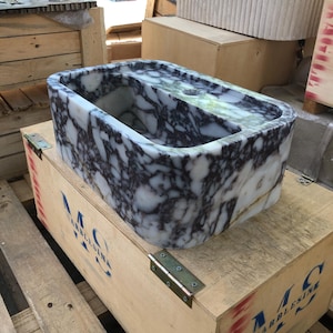 Elegant Bathroom Sink Wall Mount Marble Sink Marble Bathroom Sink Powder Room Vanity Top Natural Stone Calacatta Marble Sink Custom Vanity