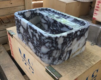 Handcrafted Calacatta Viola Marble Sink: Wall Mount Vanity Bathroom Sink by MarbleSinkCo