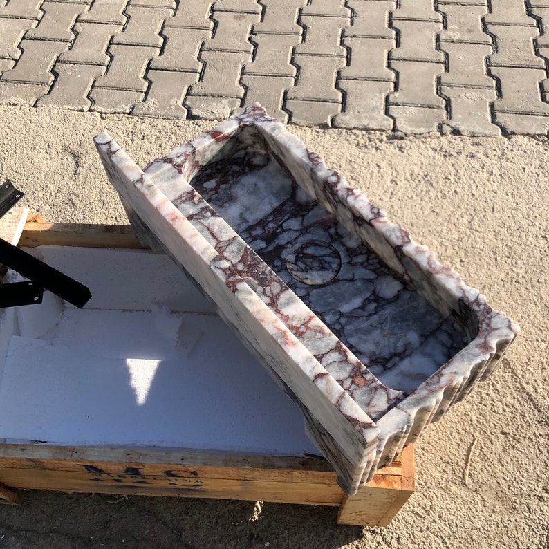 Calacatta Viola Marble Sink, Custom Order Sink, Powder Room Sink, Wall Mount Sink, Custom order Bathroom Vanity
