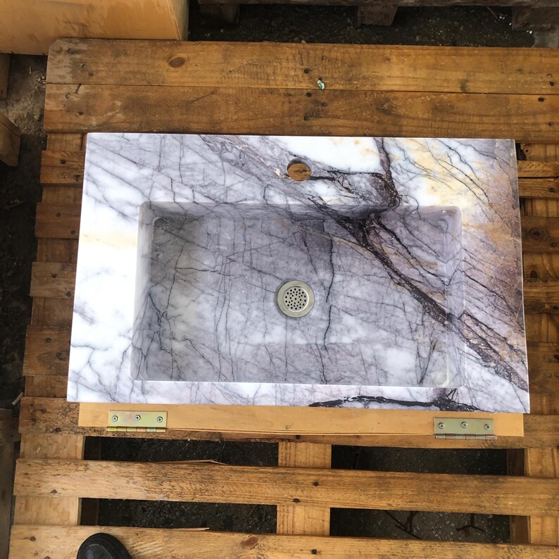 Carrara Marble Sink Stone Sink Vanity - Wall Mounted Marble Bathroom Sink, Marble Vanity Top, White Marble Powder Room Sink - Custom Vanity