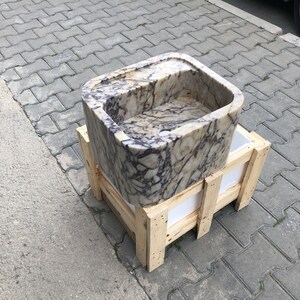 Marble Vessel Sink, Handmade, Marble Sink, Stone Sink, Rectangle Design with or without Faucet Hole, Sleek and Modern Washbasin for Bathroom