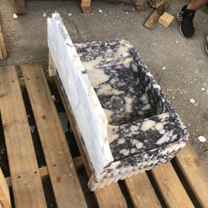Calacatta Viola Marble Sink, Marble Countertop Sink, Wall Mounted Sink, Carved Sink, Custom Order Sink, Vanity Sinks, Powder Room Sinks Sink