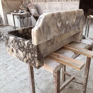 Calacatta Viola Marble Sink, Floating Sink With Backsplash, Marble Sink Vanity, Wall Mounted Sink,  Powder Room Sink,  Sink Top