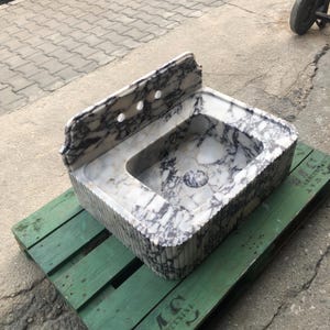 Calacatta Viola Marble Sink, Grooved Front, Hand Carved Sink, Marble Sink, Round Corner, Wall Sink, Special Order Sink, Sink Vanity