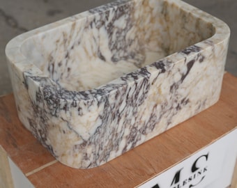 Hand Carved Calacatta Gold Marble Sink: Wall Mount Bathroom Vanity
