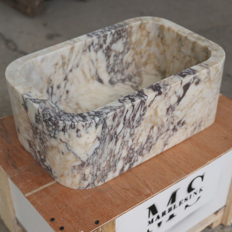 Calacatta Gold marble sink wall mount marble sink marble bathroom sink powder room sink custom vanity top custom marble sink