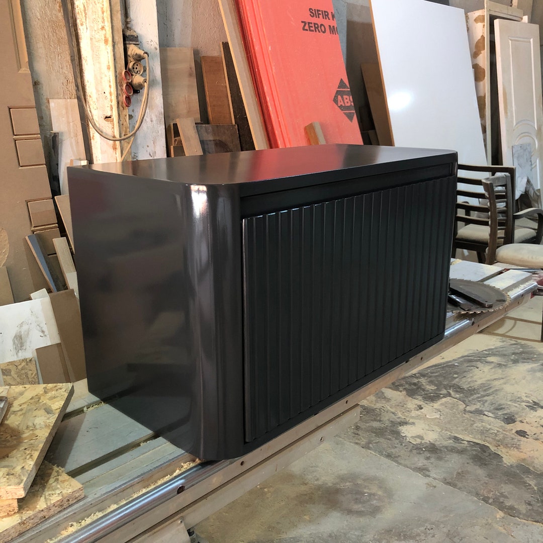 Handmade Anthracite Gray Floating Bathroom Vanity: Modern Wood Cabinet