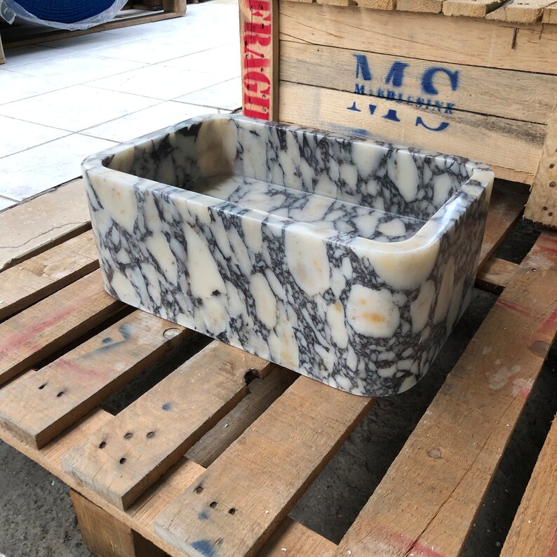 Handmade Calacatta Viola Marble Sink: Customizable Rectangle Bathroom Vanity  Powderroom Sink