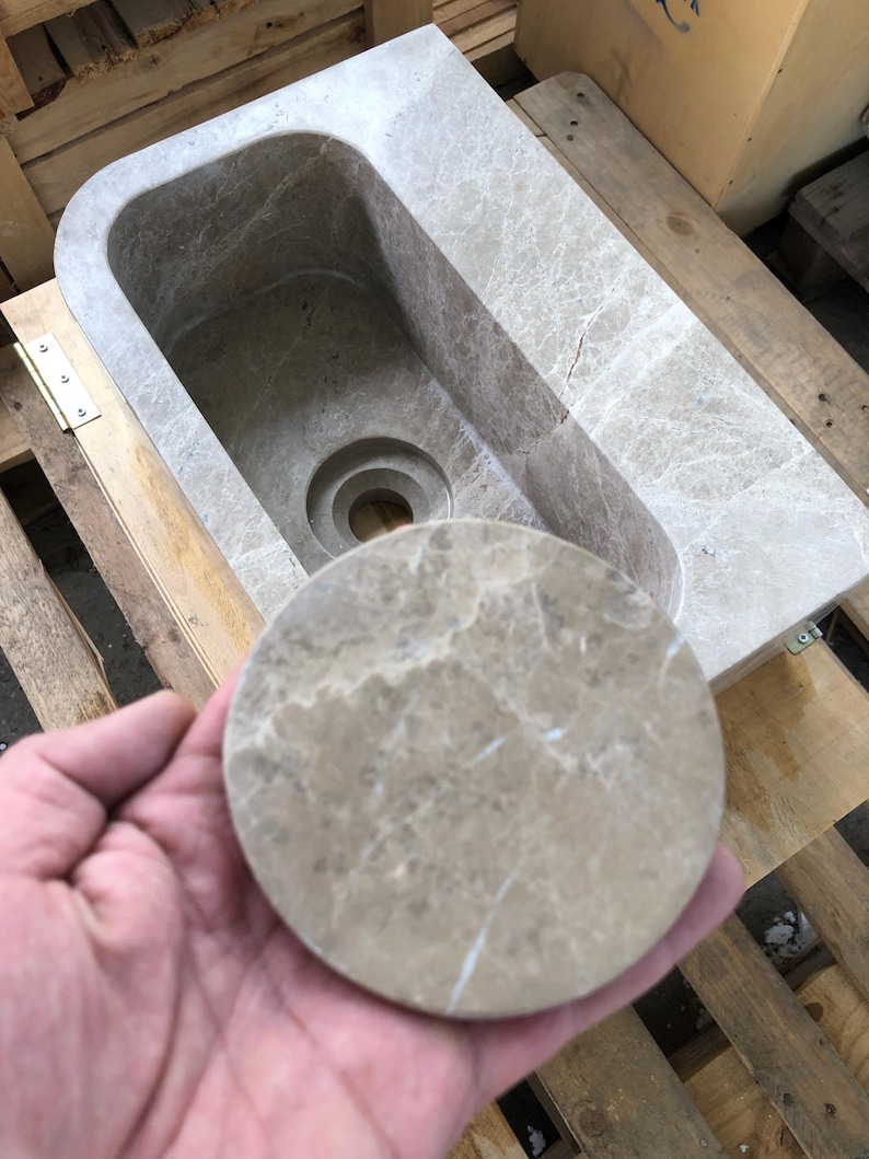 Custom Marble Sink Wall Mounted or Vanity Top Bathroom Sink Hand-Carved Natural Stone Powder Room Sink Emperador Marble  Custom Vanity