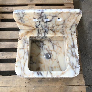 Calacatta Viola Marble Sink, Grooved Front, Hand Carved Sink, Marble Sink, Round Corner, Wall Sink, Special Order Sink, Bathroom Sink Vanity