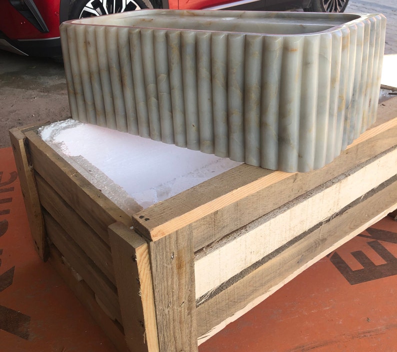 Calacatta Viola Marble Sink, Stone Sink, Hand Carved Sink, Marble Sink, Round Corner, Wall Sink, Special Order Sink, Sink Vanity