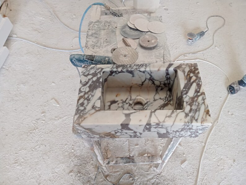 Elegant Bathroom Sink Wall Mount Marble Sink Marble Bathroom Sink Powder Room Sink Top Natural Stone Calacatta Marble Sink Custom Vanity