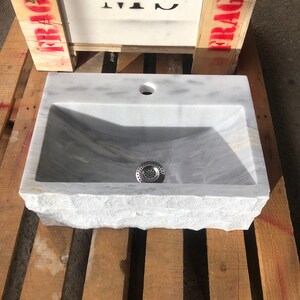 Gray Marble Sink Wall Mount Marble Sink Marble Bathroom Sink Powder Room Sink Custom Vanity Top Custom Marble Sink Bathroom Vanities