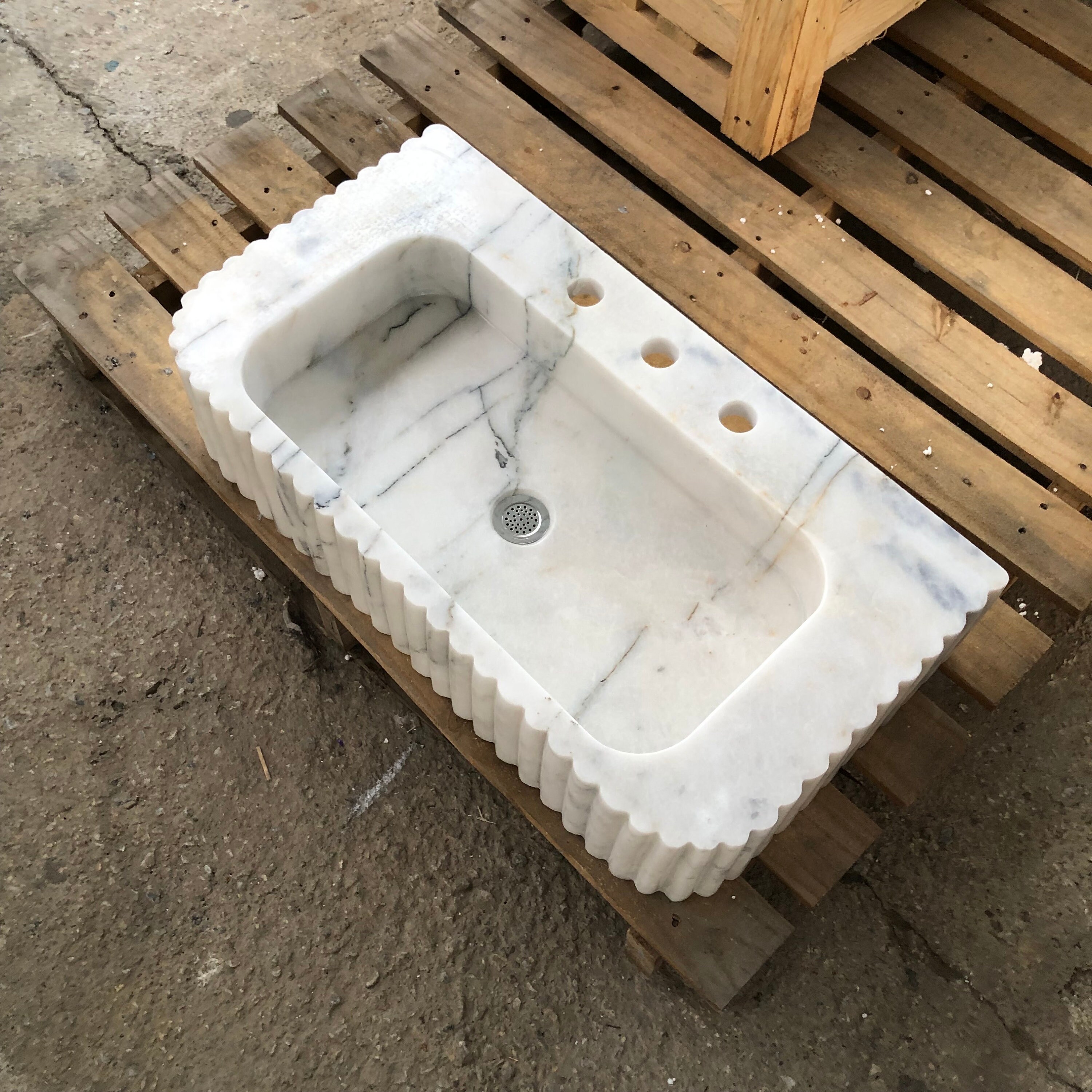 White Marble Sink Marble Bathroom Sink Powder Room Sink Top Natural ...